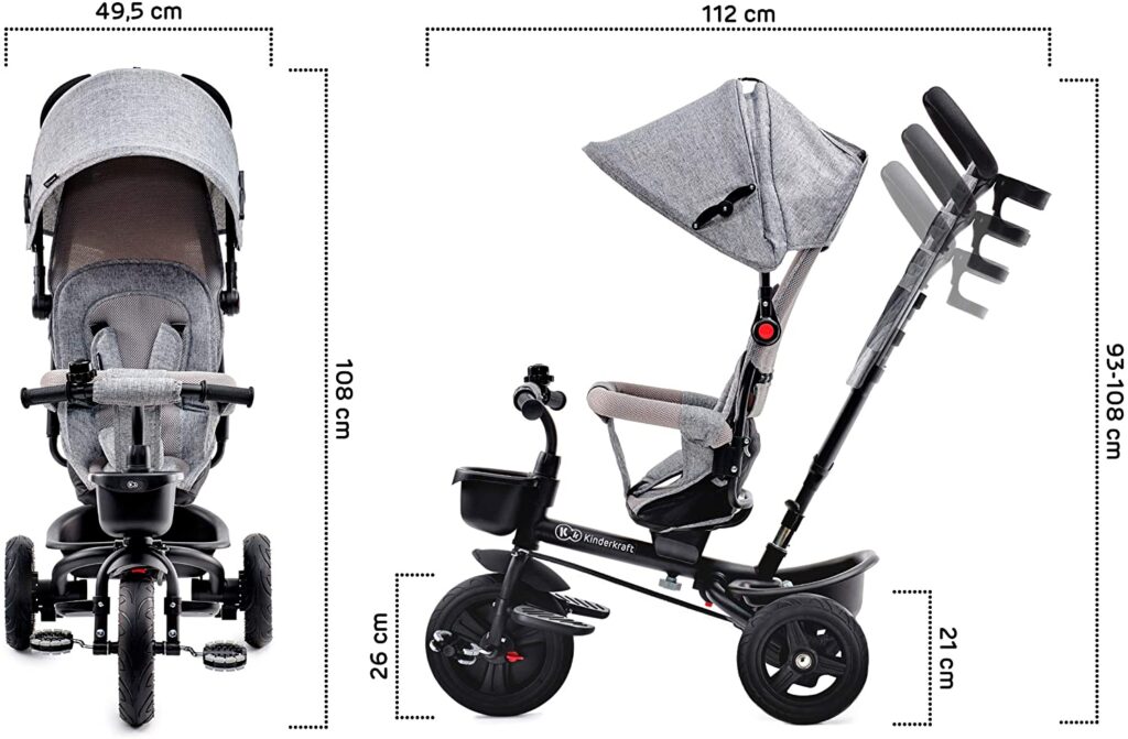 Tricycle Enfant - Tricycle évolutif - Structure Métal - Panier Sac   Bebe Mixte De 2 A 5 Ans   Gris Meilleur Rapport Qualite Prix